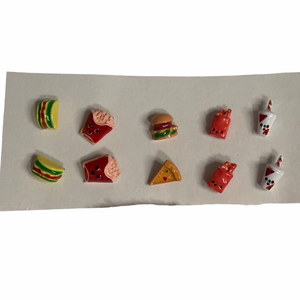 Set of 5 Cute Fast Food Themed Pairs of Stud Earrings